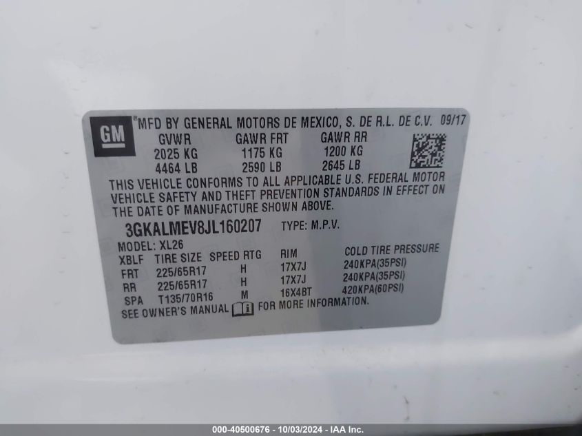 3GKALMEV8JL160207 2018 GMC Terrain Sle