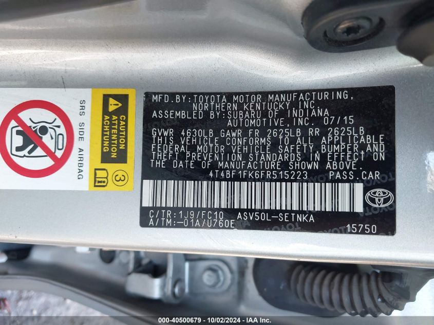 4T4BF1FK6FR515223 2015 Toyota Camry Le