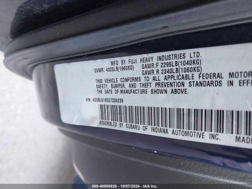 4S3BL616557206239 2005 Subaru Legacy 2.5I