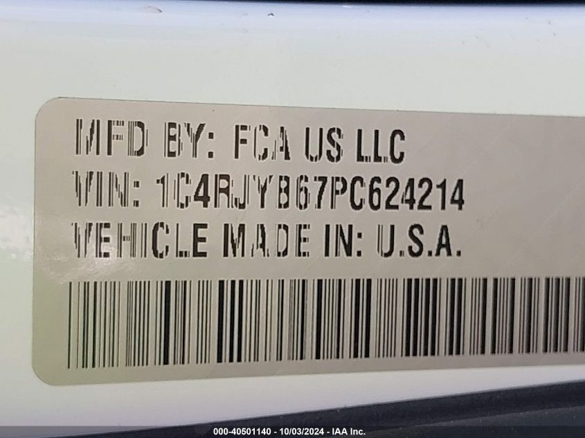 2023 Jeep Grand Cherokee 4Xe VIN: 1C4RJYB67PC624214 Lot: 40501140