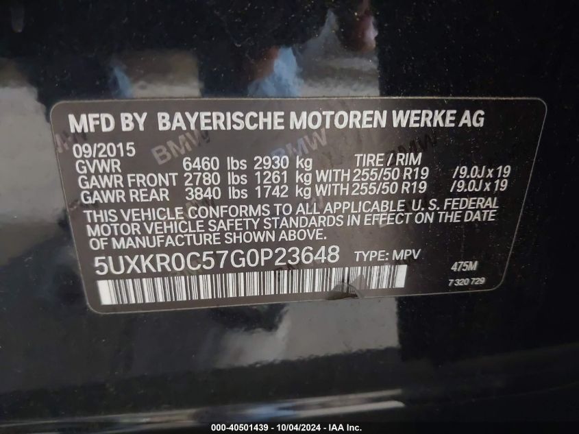 5UXKR0C57G0P23648 2016 BMW X5 xDrive35I