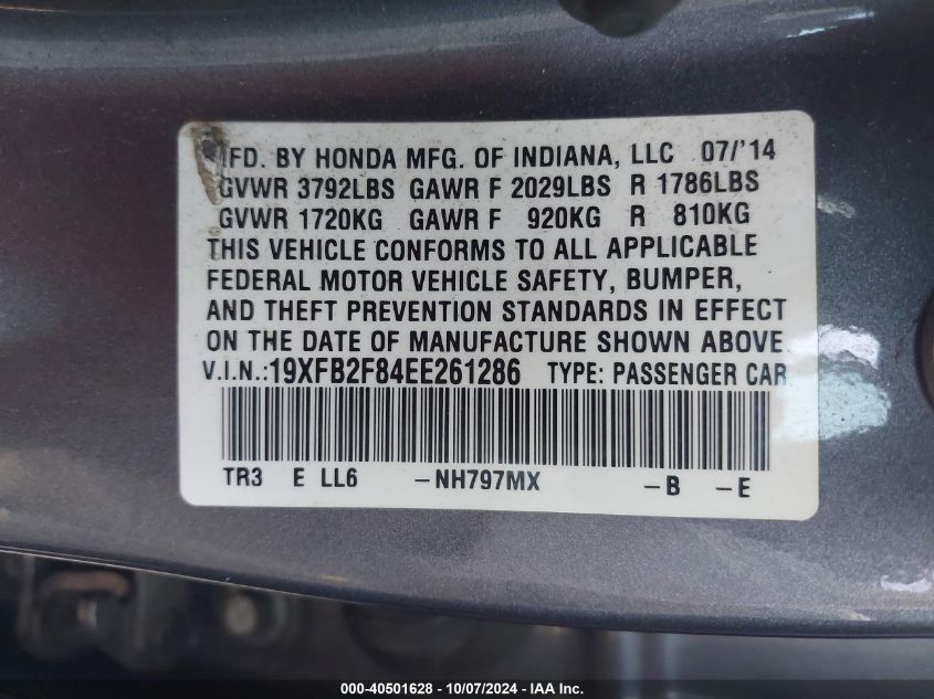 19XFB2F84EE261286 2014 Honda Civic Ex