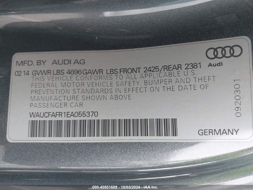 WAUCFAFR1EA055370 2014 Audi A5 2.0T Premium