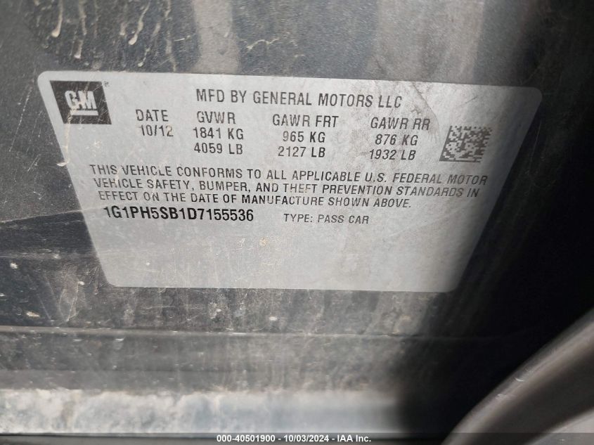 1G1PH5SB1D7155536 2013 Chevrolet Cruze Eco Auto