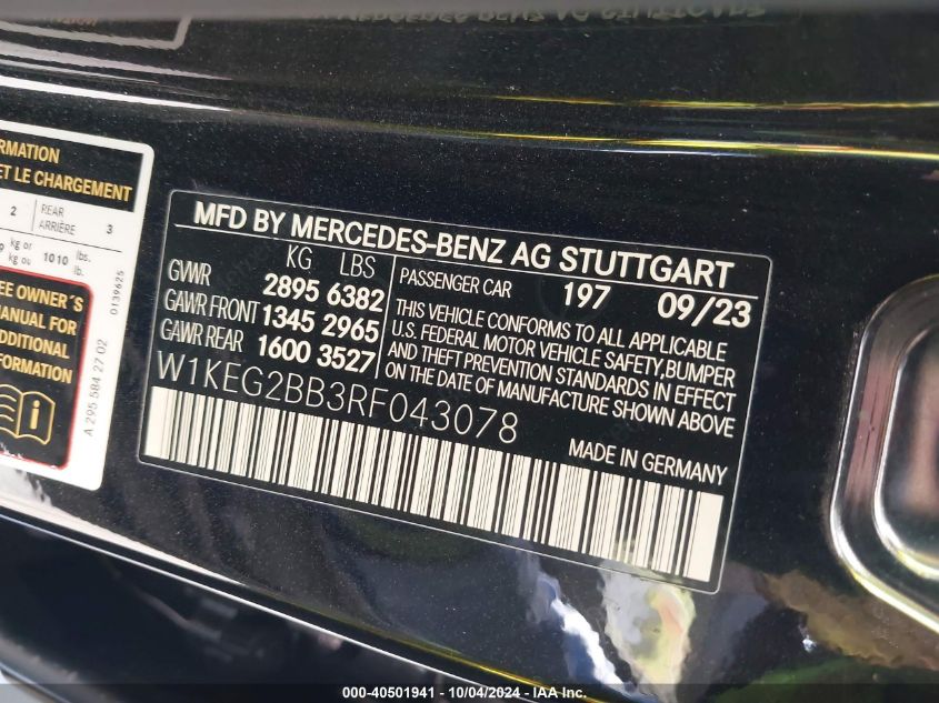 W1KEG2BB3RF043078 2024 Mercedes-Benz Eqe 350+