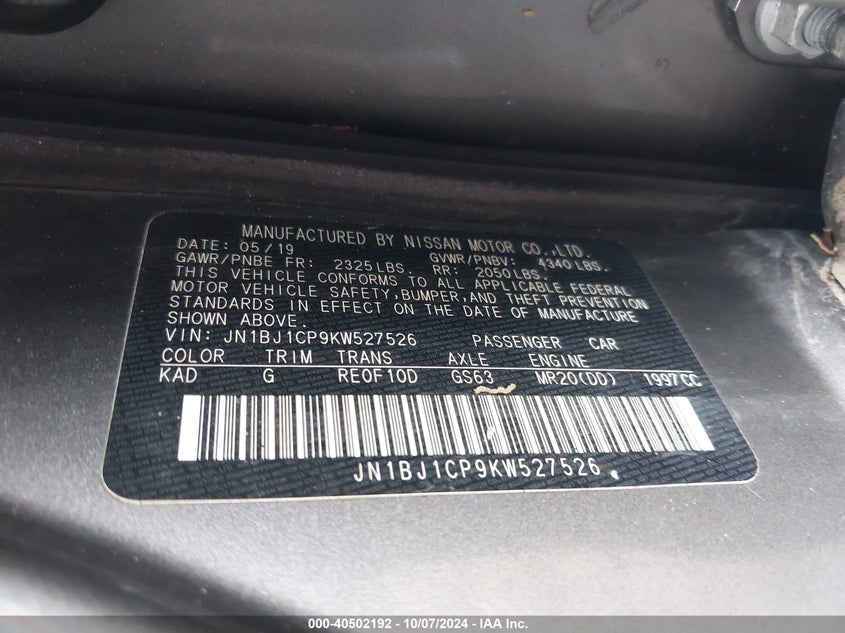 2019 NISSAN ROGUE SPORT SV - JN1BJ1CP9KW527526