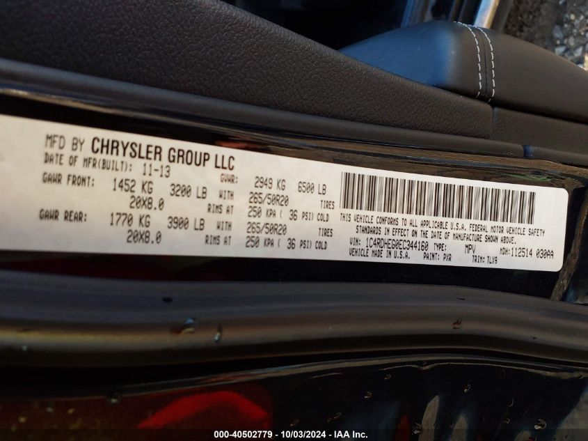1C4RDHEG0EC344160 2014 Dodge Durango Citadel