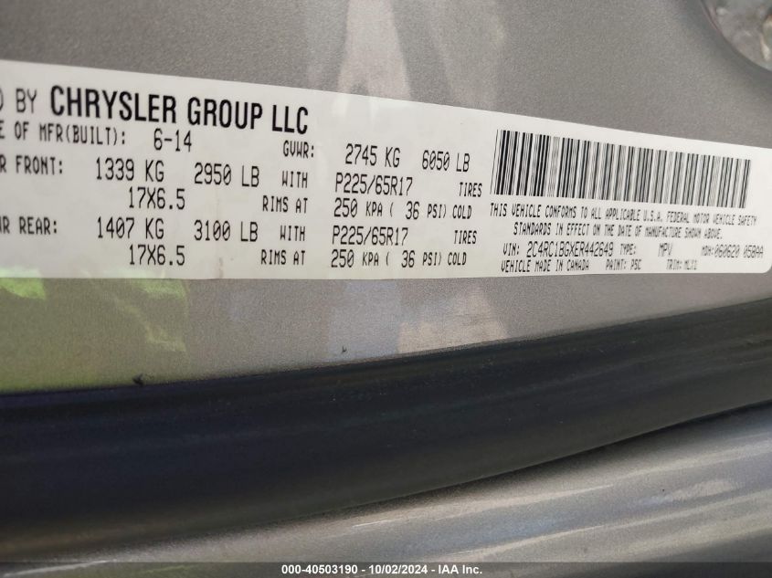 2C4RC1BGXER442649 2014 Chrysler Town & Country Touring