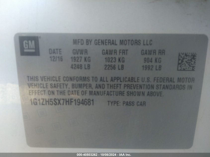 1G1ZH5SX7HF194681 2017 Chevrolet Malibu Premier