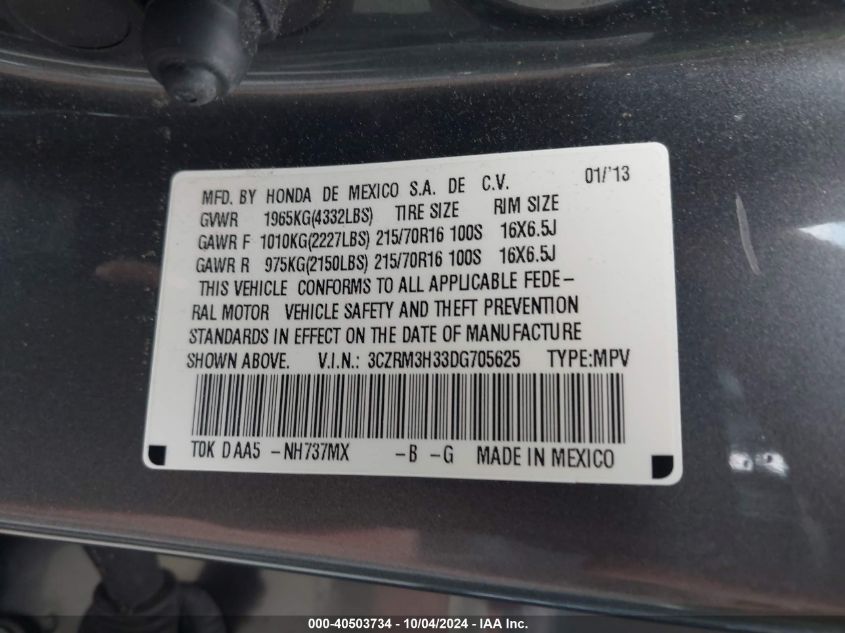 3CZRM3H33DG705625 2013 Honda Cr-V Lx