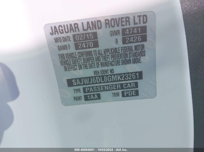 SAJWJ6DL8GMK23261 2016 Jaguar F-Type R