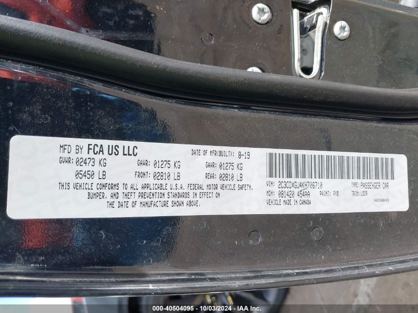 2C3CDXGJ4KH706710 2019 Dodge Charger Scat Pack Rwd