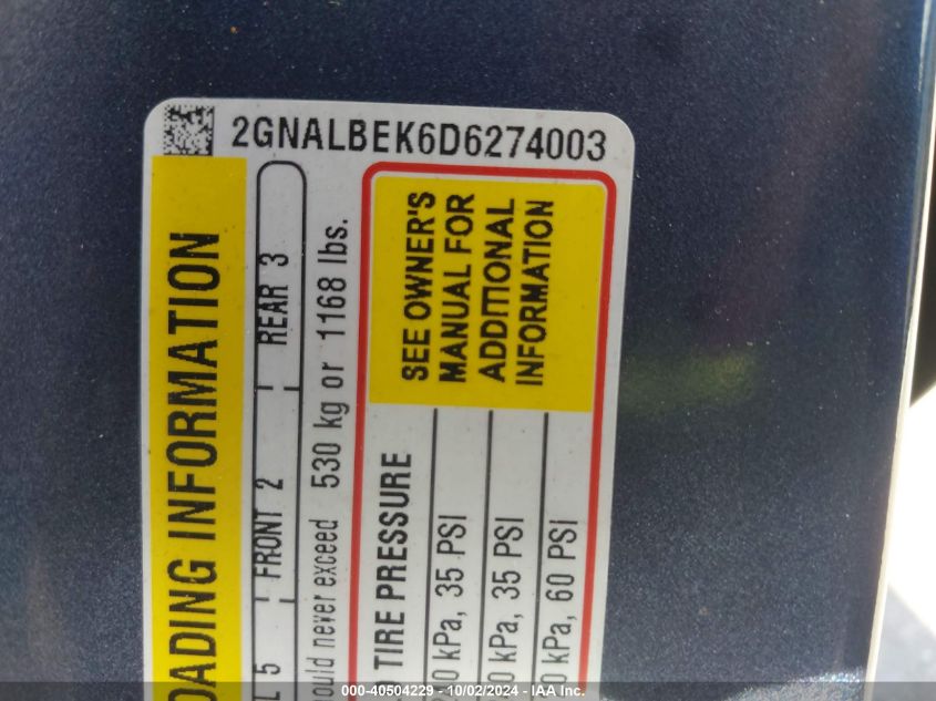 2GNALBEK6D6274003 2013 Chevrolet Equinox Ls