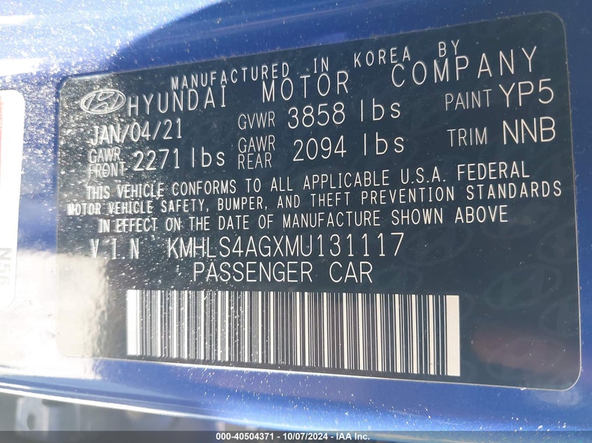 KMHLS4AGXMU131117 2021 Hyundai Elantra Sel