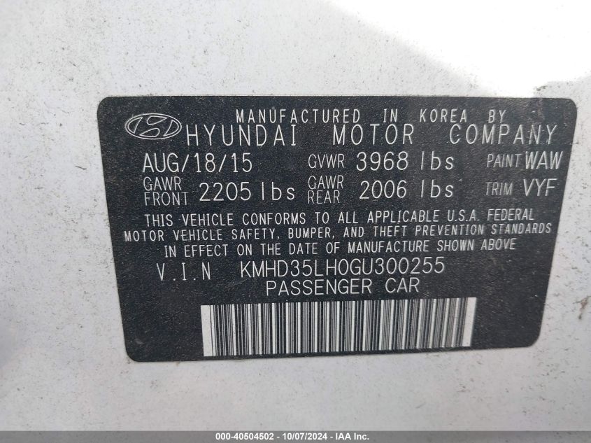 KMHD35LH0GU300255 2016 Hyundai Elantra Gt