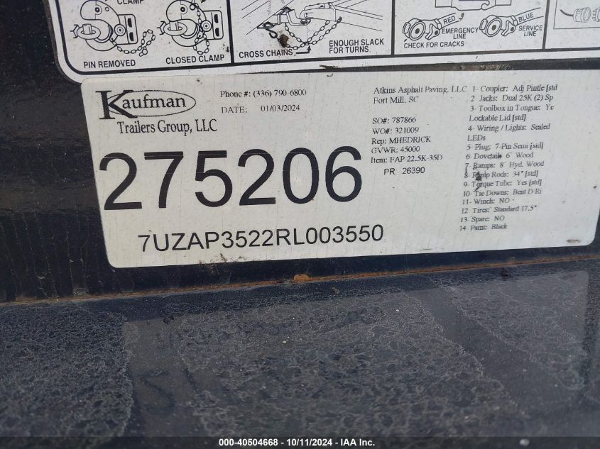 7UZAP3522RL003550 2024 Kaufman Trailers Other