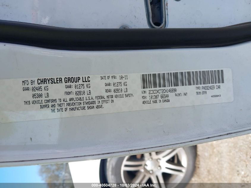 2C3CDXCT2CH146890 2012 Dodge Charger R/T