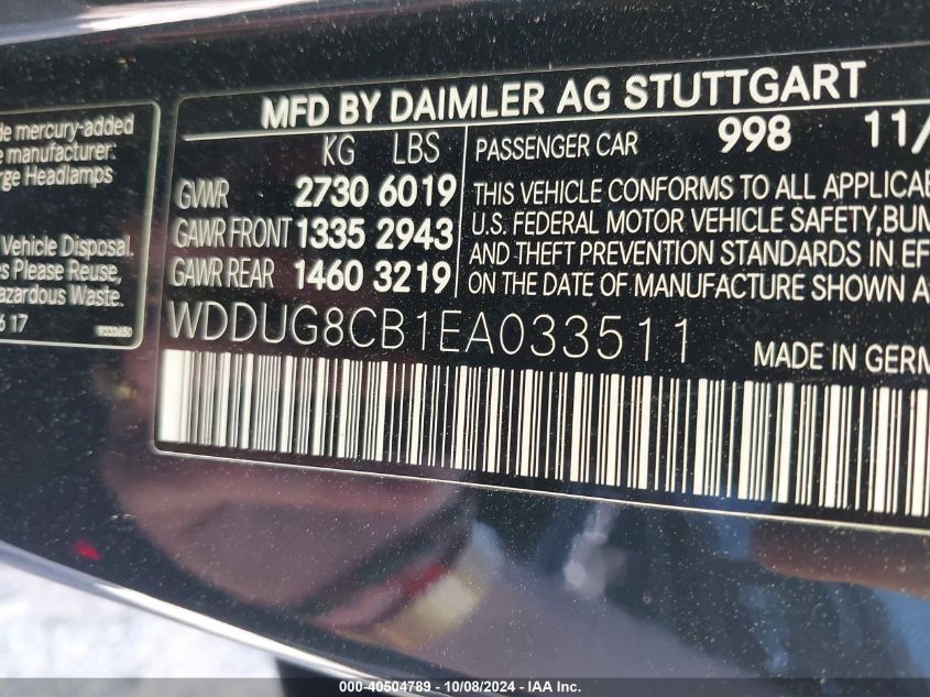 WDDUG8CB1EA033511 2014 Mercedes-Benz S 550