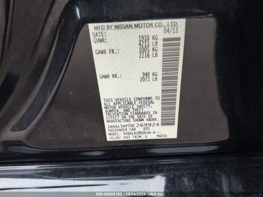 1N4AL3AP7DC269924 2013 Nissan Altima 2.5 S