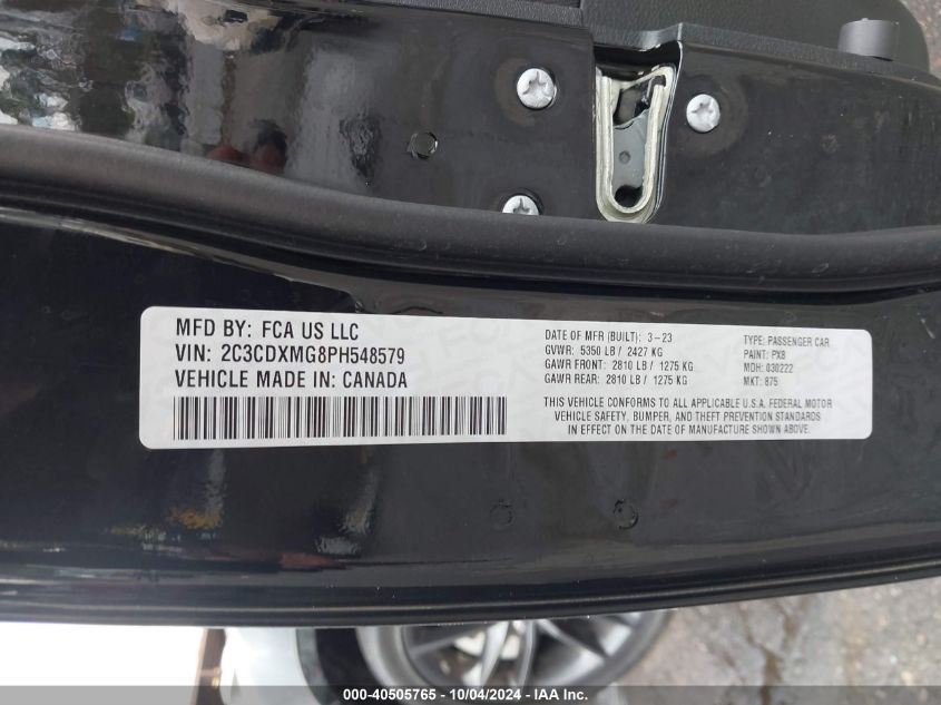 2C3CDXMG8PH548579 2023 Dodge Charger Gt Awd