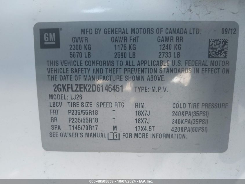 2GKFLZEK2D6146451 2013 GMC Terrain Denali