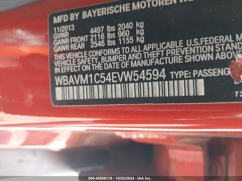 WBAVM1C54EVW54594 2014 BMW X1 Sdrive28I