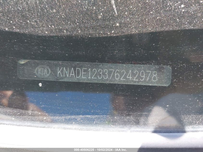 KNADE123376242978 2007 Kia Rio Lx