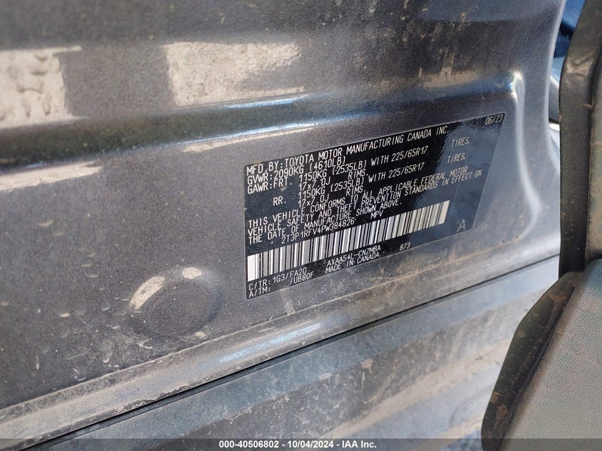 2023 TOYOTA RAV4(VIN: 2T3P1RFV4PW384826