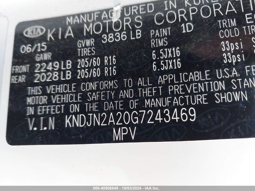 KNDJN2A20G7243469 2016 Kia Soul