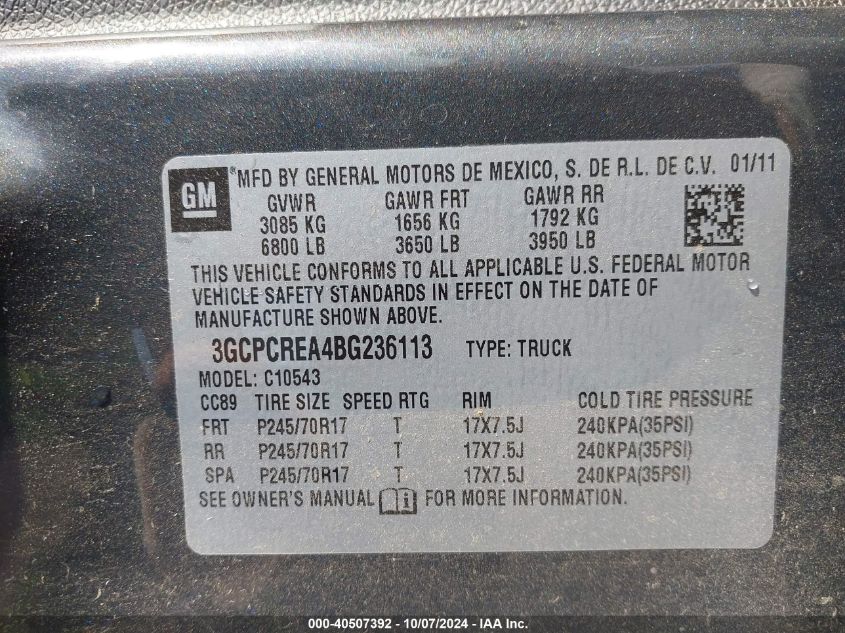 3GCPCREA4BG236113 2011 Chevrolet Silverado C1500 Ls