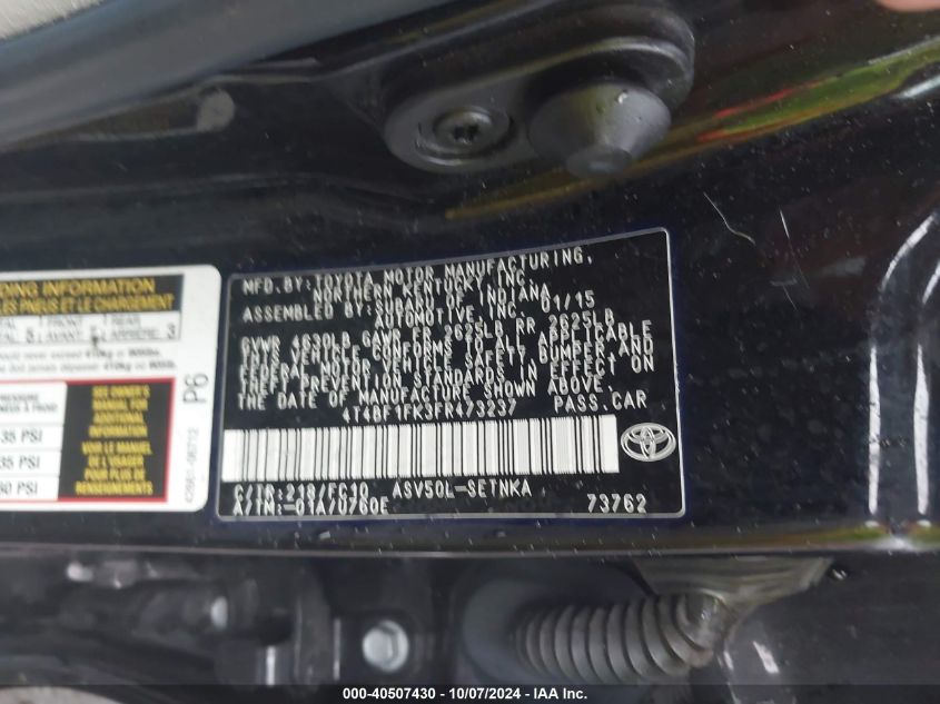 4T4BF1FK3FR473237 2015 Toyota Camry Le