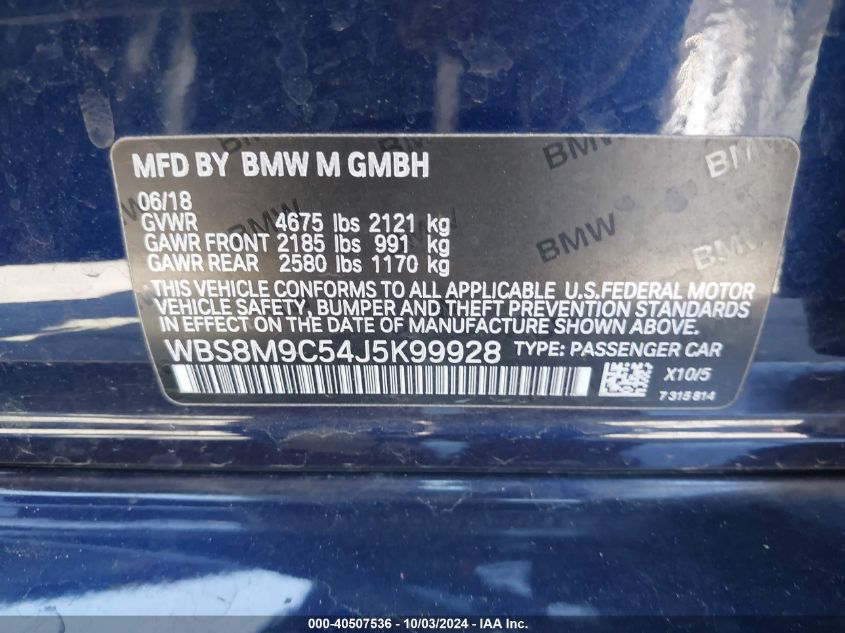 WBS8M9C54J5K99928 2018 BMW M3