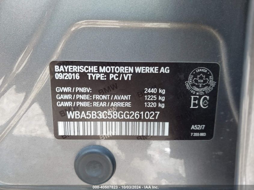 WBA5B3C58GG261027 2016 BMW 535I xDrive