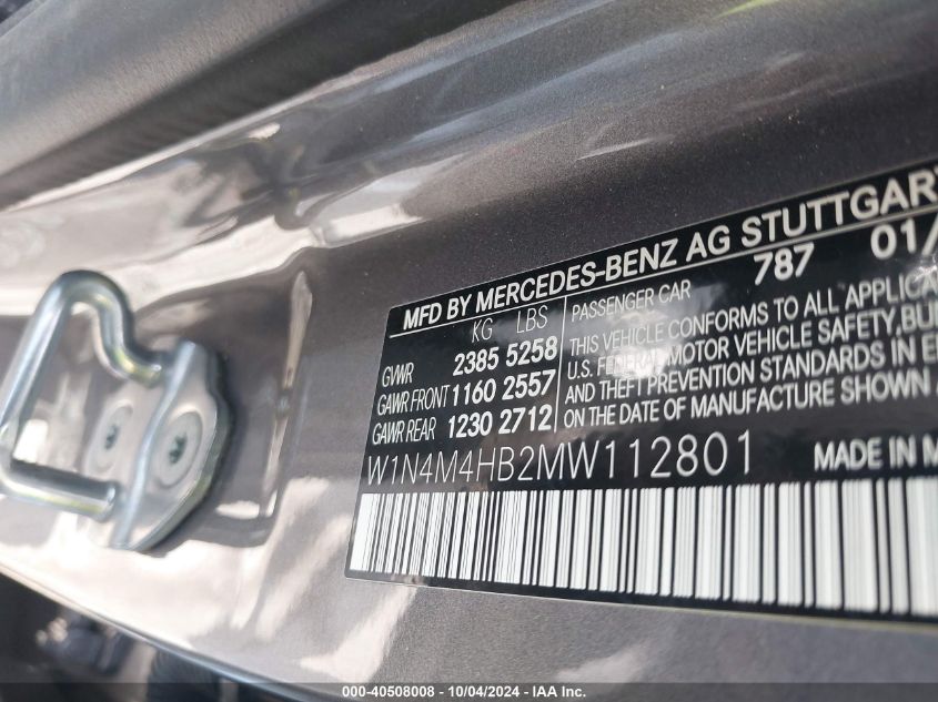 W1N4M4HB2MW112801 2021 Mercedes-Benz Glb 250 4Matic