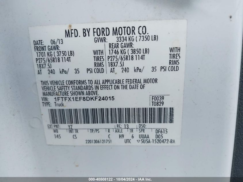 1FTFX1EF8DKF24015 2013 Ford F-150 Stx