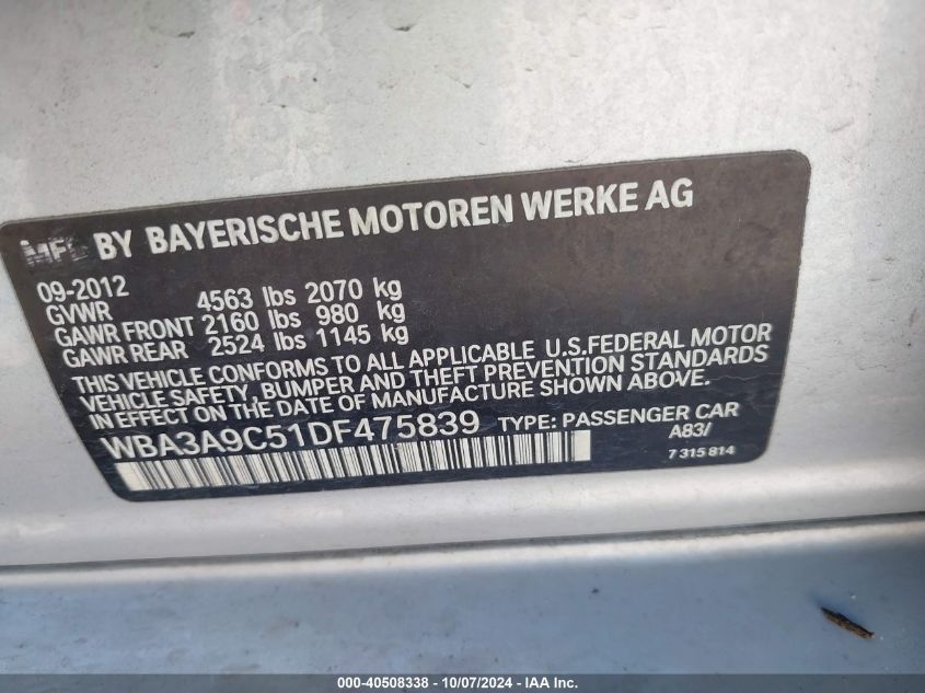 WBA3A9C51DF475839 2013 BMW 335I