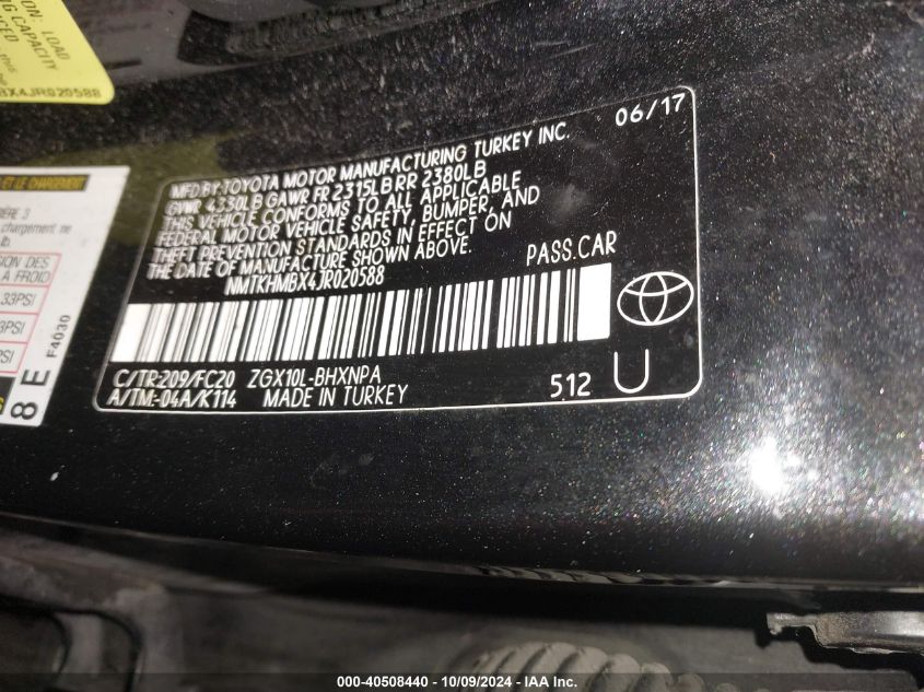 NMTKHMBX4JR020588 2018 Toyota C-Hr Xle