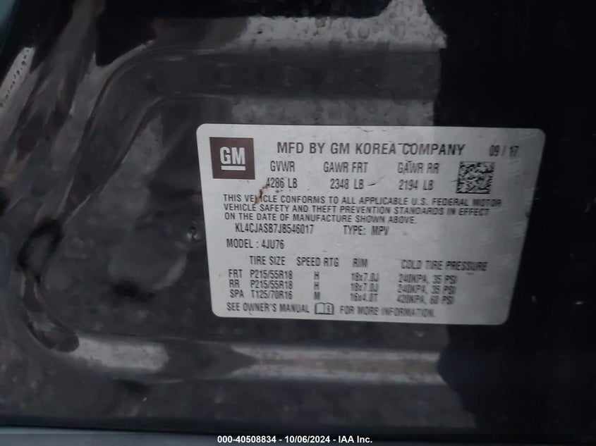 VIN KL4CJASB7JB546017 2018 BUICK ENCORE PREFERRED