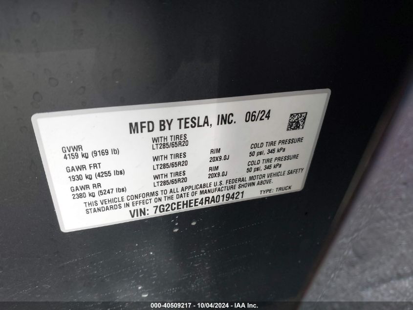 7G2CEHEE4RA019421 Tesla Cybertruck  5