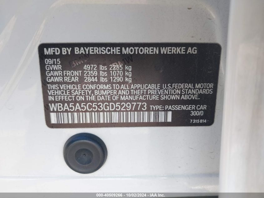 WBA5A5C53GD529773 2016 BMW 528I