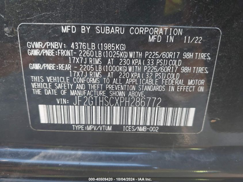 JF2GTHSCXPH286772 2023 Subaru Crosstrek Sport