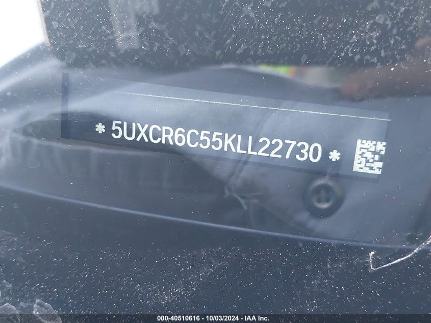 5UXCR6C55KLL22730 2019 BMW X5 xDrive40I