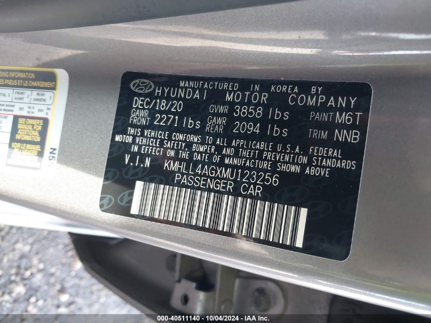 KMHLL4AGXMU123256 2021 Hyundai Elantra Se