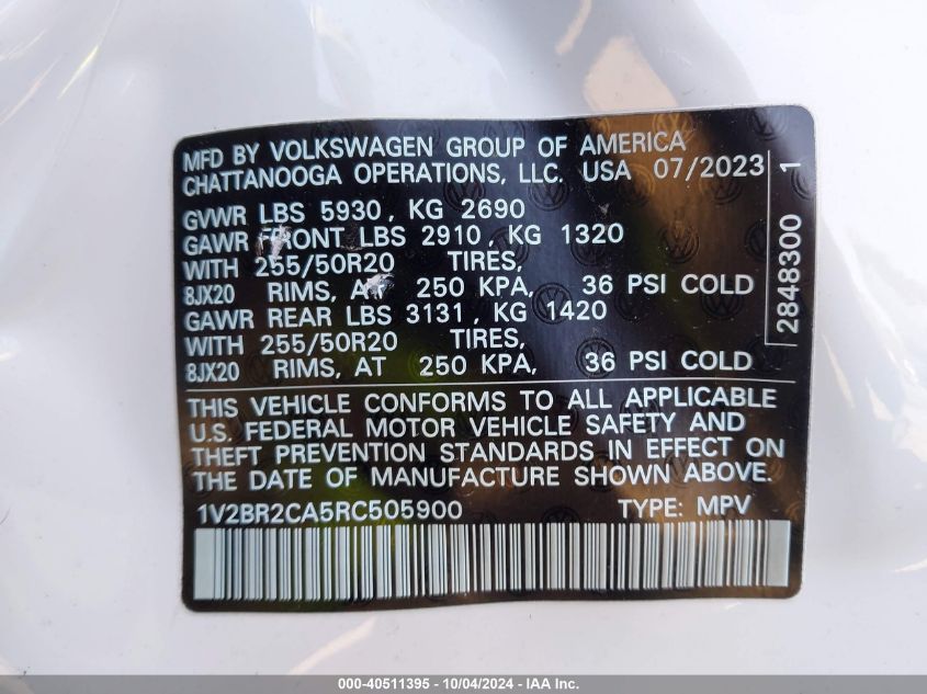 1V2BR2CA5RC505900 2024 Volkswagen Atlas 2.0T Sel