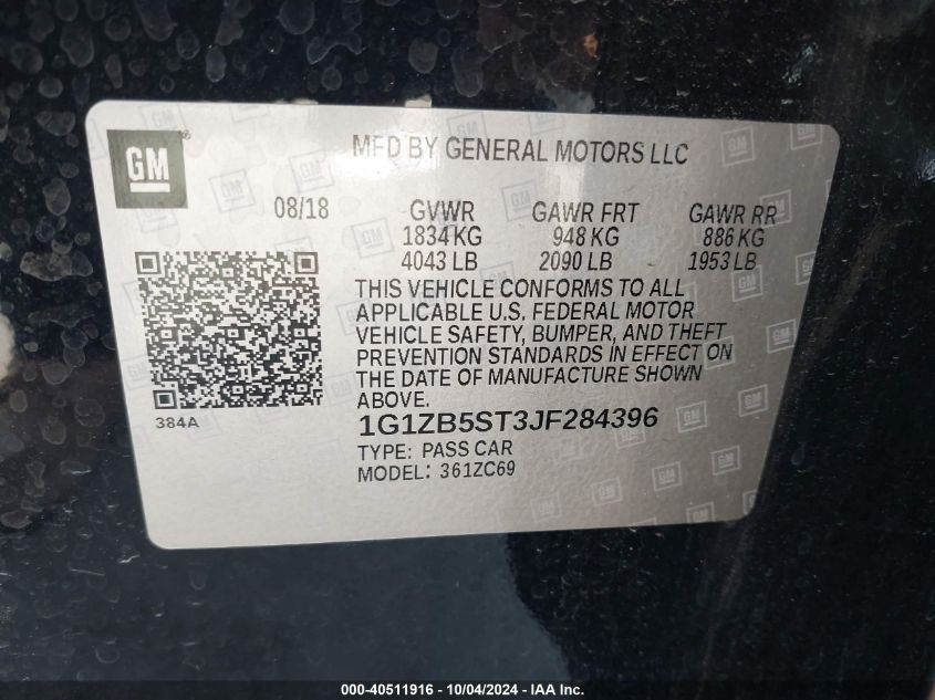 1G1ZB5ST3JF284396 2018 Chevrolet Malibu 1Ls