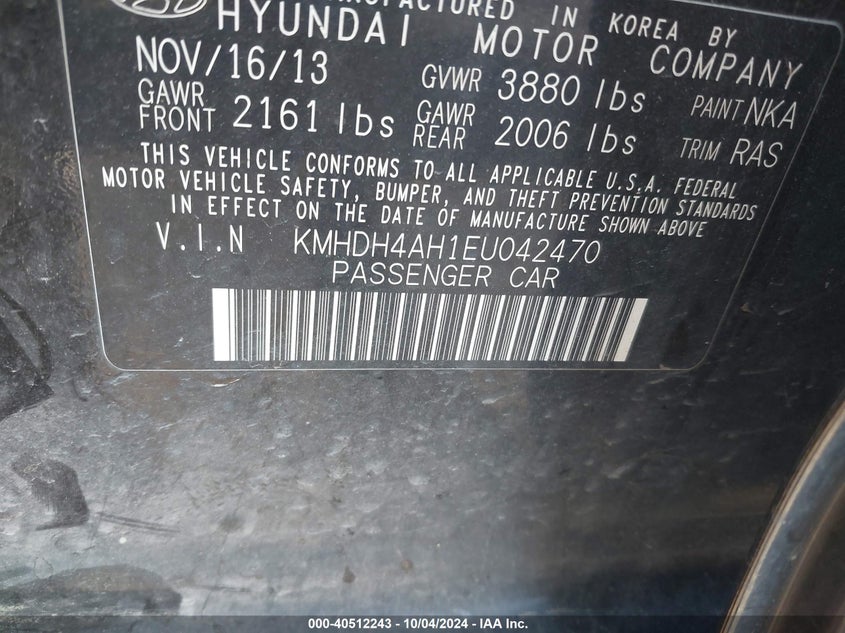 KMHDH4AH1EU042470 2014 Hyundai Elantra Sport