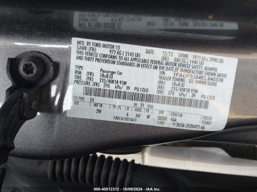 1FADP3J24EL240338 2014 Ford Focus Titanium