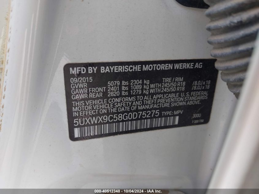 5UXWX9C58G0D75275 2016 BMW X3 xDrive28I