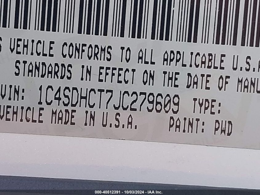 1C4SDHCT7JC279609 2018 Dodge Durango R/T Rwd