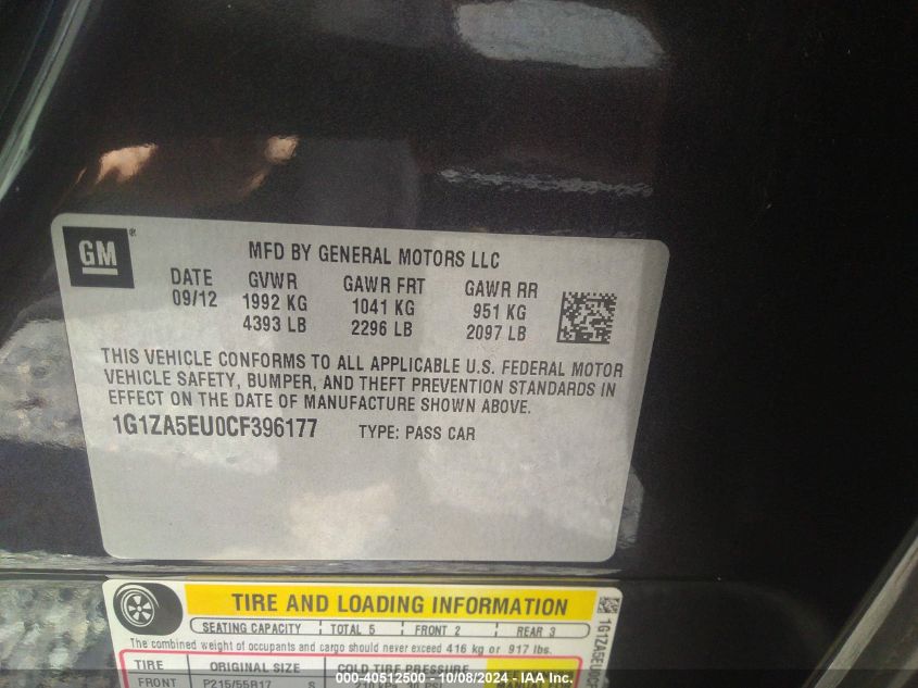 1G1ZA5EU0CF396177 2012 Chevrolet Malibu Ls